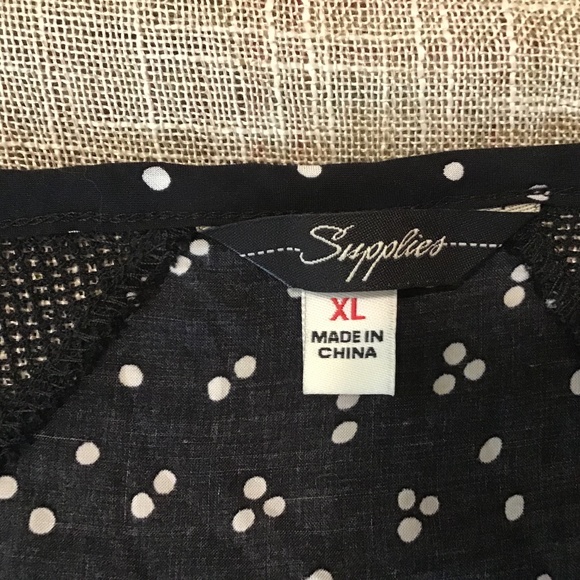 Black with white dots short sleeve top - Picture 4 of 8